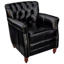 Ver imagem 1 de Poltrona Decorativa Sala de Estar Níger Pés Madeira Couro Preto - Gran Belo