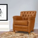 Ver imagem 5 de Poltrona Decorativa Sala de Estar Níger Pés Príncipe Couro Mel - Gran Belo