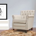 Ver imagem 6 de Poltrona Decorativa Sala de Estar Níger Pés Príncipe Couro Off White - Gran Belo