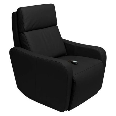 Poltrona Decorativa Reclinável Elétrica Moroni Couro Preto - Gran Belo