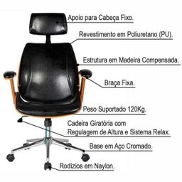 Cadeira de Escritório Presidente Giratória com Regulagem de Altura Akon Pu - 2