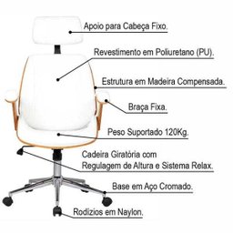 Cadeira de Escritório Presidente Giratória com Regulagem de Altura Akon Pu - 2