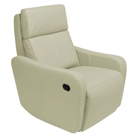 Poltrona Decorativa Reclinável Manual Moroni Couro Off White - Gran Belo