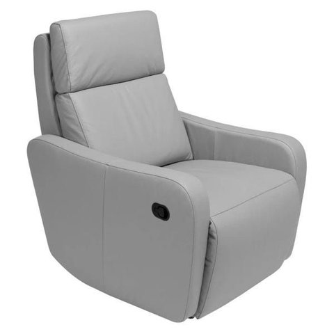 Poltrona Decorativa Reclinável Manual Moroni Couro Cinza - Gran Belo