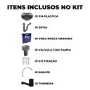 Ver imagem 2 de Pia Lavatório 4l Cinza + Sifão Sanfonado Universal + Torneira Preta + Engate Preto + Veda Rosca
