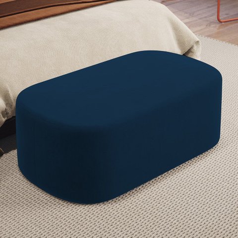 Puff Decorativo Orgânico para Living Quarto 100cm Doha W01 Suede Azul Marinho - Lyam Decor