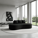 Ver imagem 5 de Sofá Tóquio Puff Orgânico Suede 200cm com 3 Almofadas Design Curvo Luxo para Sala e Recepção:Preto