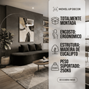 Ver imagem 2 de Sofá Tóquio Puff Orgânico Suede 200cm com 3 Almofadas Design Curvo Luxo para Sala e Recepção:Preto