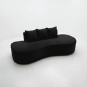 Ver imagem 7 de Sofá Tóquio Puff Orgânico Suede 200cm com 3 Almofadas Design Curvo Luxo para Sala e Recepção:Preto