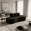 Ver imagem 6 de Sofá Tóquio Puff Orgânico Suede 200cm com 3 Almofadas Design Curvo Luxo para Sala e Recepção:Preto