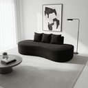 Ver imagem 4 de Sofá Tóquio Puff Orgânico Suede 200cm com 3 Almofadas Design Curvo Luxo para Sala e Recepção:Preto