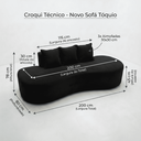 Ver imagem 3 de Sofá Tóquio Puff Orgânico Suede 200cm com 3 Almofadas Design Curvo Luxo para Sala e Recepção:Preto