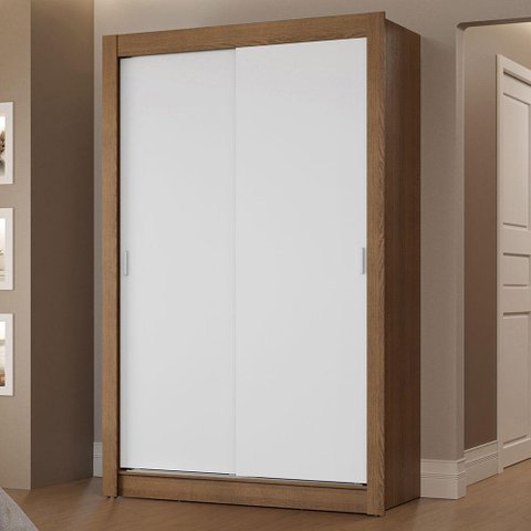 Guarda-roupa Solteiro 2 Portas de Correr 2 Gavetas Rustic/branco Vivare Madesa
