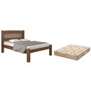 Ver imagem 1 de Cama Casal Madeira Maciça Resistente Colchão D33 138x188x17:castanho