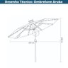 Ombrelone Central com Base Hdpe Aruba Rivatti 270 Cm (larg) Alumínio Capa Poliéster Fendi com Led - 7