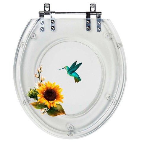 Acento Sanitário Acrílico Decorado Girassol Beija Flor 6lpf