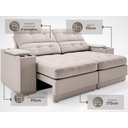 Ver imagem 4 de Sofá com Porta Copos e Carregador Usb Eureka 1,70m Assento Retrátil e Reclinável Velosuede