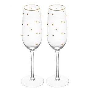 Conjunto 2 Taças de Champagne Balls Fio de Ouro 220ml Vidro - Wolff