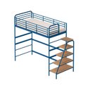 Ver imagem 2 de Cama Alta em Ferro Aço Carbono Tubular Teko Casatema MadeiraOriginals Azul/Álamo