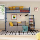 Ver imagem 1 de Cama Alta em Ferro Aço Carbono Tubular Teko Casatema MadeiraOriginals Azul/Álamo