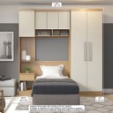 Ver imagem 2 de Guarda Roupa Modulado Completo Selene com Painel Cabeceira 210x218 Cm 4 Peças MDP Carvalho MENU