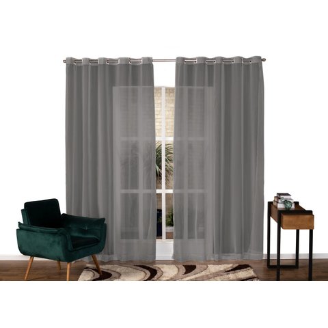 Cortina em Voil Liso Para Sala ou Quarto Para Varão Simples Preto 4,00m x 2,40m