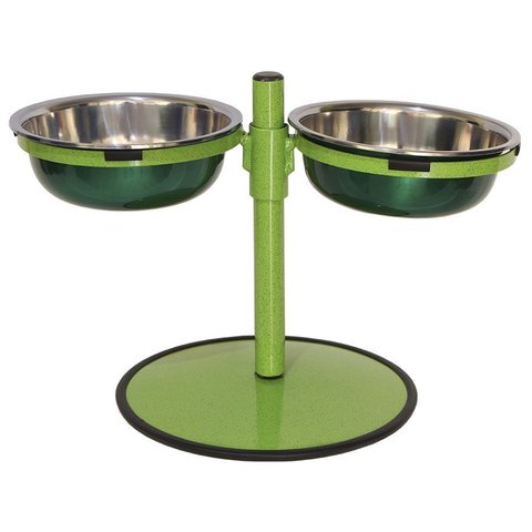 Cachorro Comedouro Médio Duplo Inox Regulável - Verde
