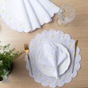 Ver imagem 2 de Jogo Americano com Guardanapo Bordado 6 Lugares 12 Peças Poá Branco Bordado Claro