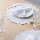 Ver imagem 4 de Jogo Americano com Guardanapo Bordado 6 Lugares 12 Peças Poá Branco Bordado Claro