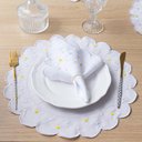 Ver imagem 1 de Jogo Americano com Guardanapo Bordado 6 Lugares 12 Peças Poá Branco Bordado Claro