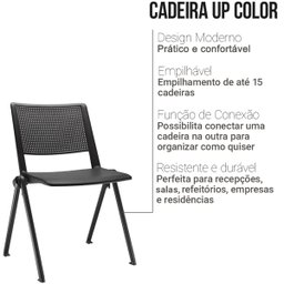Cadeira Up Fixa Empilhável Escritório Ergonômica Azul - 4