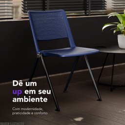 Cadeira Up Fixa Empilhável Escritório Ergonômica Azul - 7