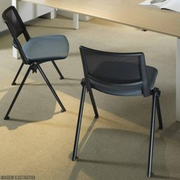 Cadeira Up Fixa Empilhável Escritório Ergonômica Azul - 5
