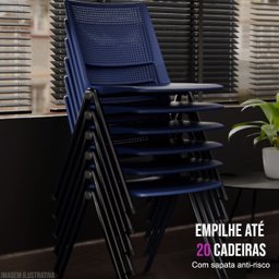 Cadeira Up Fixa Empilhável Escritório Ergonômica Azul - 6