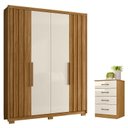 Ver imagem 1 de Guarda Roupa Solteiro Califórnia e Cômoda Ms913 Freijó Off White – Moval