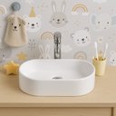 Ver imagem 7 de Cuba Pia de Apoio Sobrepor Banheiro Lavabo Oval Marmore 42cm Lavatorio Cancún