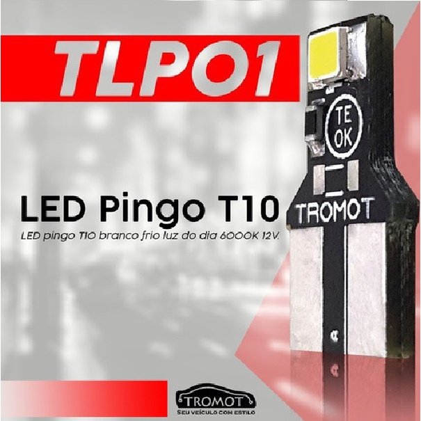 TLP01 - Led pingo T10 branco frio luz do dia 6000K 12V - (Embalagem com 1 par de Lâmpadas) - 2
