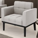 Ver imagem 2 de Poltrona Decorativa Base Madeira Preto Ana Veludo Cinza - Ibiza