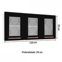 Ver imagem 3 de Armário Aéreo Cozinha em Aço Mirage New 3 Portas 1 Prateleira Branco/Preto - Telasul