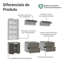Ver imagem 5 de Estante Sala de Estar com Rack + Cristaleira 230cm Branco/Cinza/Branco Vik Madesa 01