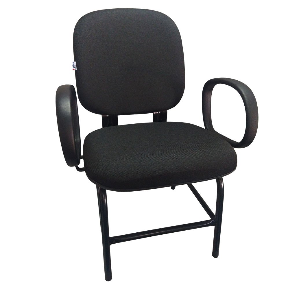 Cadeira Para Obeso Plus Size Com Braço Reforçada Até 170 Kg Anatômica Jserrano Preta - 3