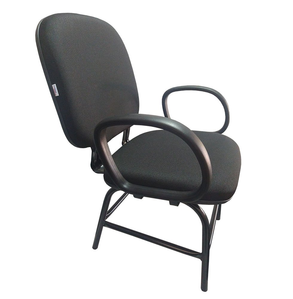 Cadeira Para Obeso Plus Size Com Braço Reforçada Até 170 Kg Anatômica Jserrano Preta - 2