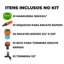 Ver imagem 2 de Mangueira Jardim 30m + Esguicho C/ Jato Regulável + Engate Rápido 3/4" e 5/8" + Bico Torneira Engate