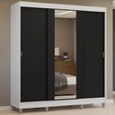Ver imagem 1 de Guarda-Roupa Casal com Pés 3 Portas de Correr com Espelho Reno Madesa