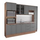Ver imagem 2 de Armário de Cozinha Completa com Balcão Milla Flex One Carraro Nogal com Cinza Titânio
