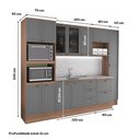 Ver imagem 5 de Armário de Cozinha Completa com Balcão Milla Flex One Carraro Nogal com Cinza Titânio