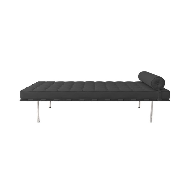 Couch Barcelona Cromado em Sintetico Preto