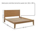 Ver imagem 3 de Cama Queen com Criados Topazio 3 Gavetas Madeira Maciça Taeda 169cm Marrom Milani Movelaria