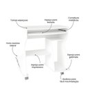 Ver imagem 5 de Escrivaninha Mesa Escritório com Rodinhas, Espaço para Computador, Cpu e Suporte 160 Artely Branca 100% MDF