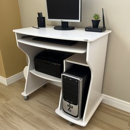 Escrivaninha com Rodinhas, Espaço para Computador, CPU e Suporte para Teclado 160 Artely Branco - 15